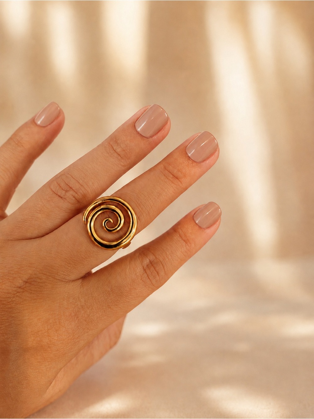 Gold Spiral Openwork Ring - Women Jewelry
